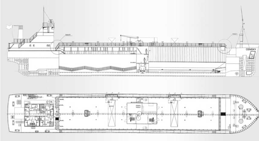 Technical draft of Cemsky cement carrier with pneumatic selfdischarging system