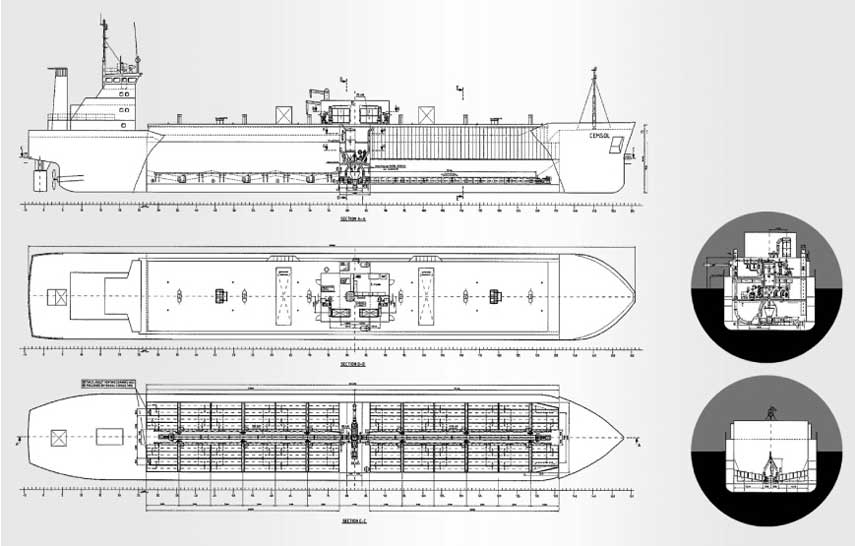Technical draft of Cemsol cement-carrier with selfdischarging system
